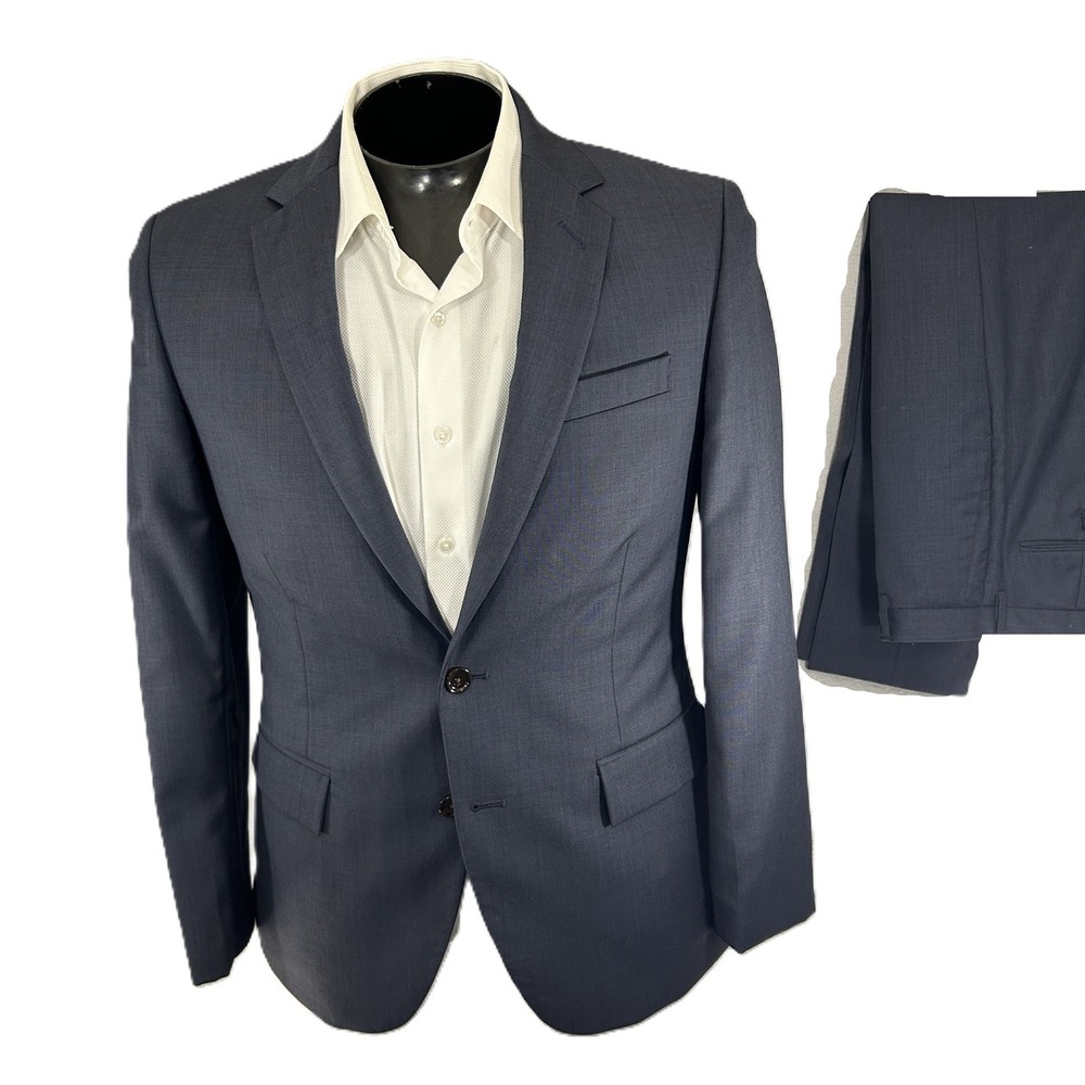 J.Crew Suit 38S 30x30 Solid Blue Thompson Slim Wool 2 Button Modern Double Vent
